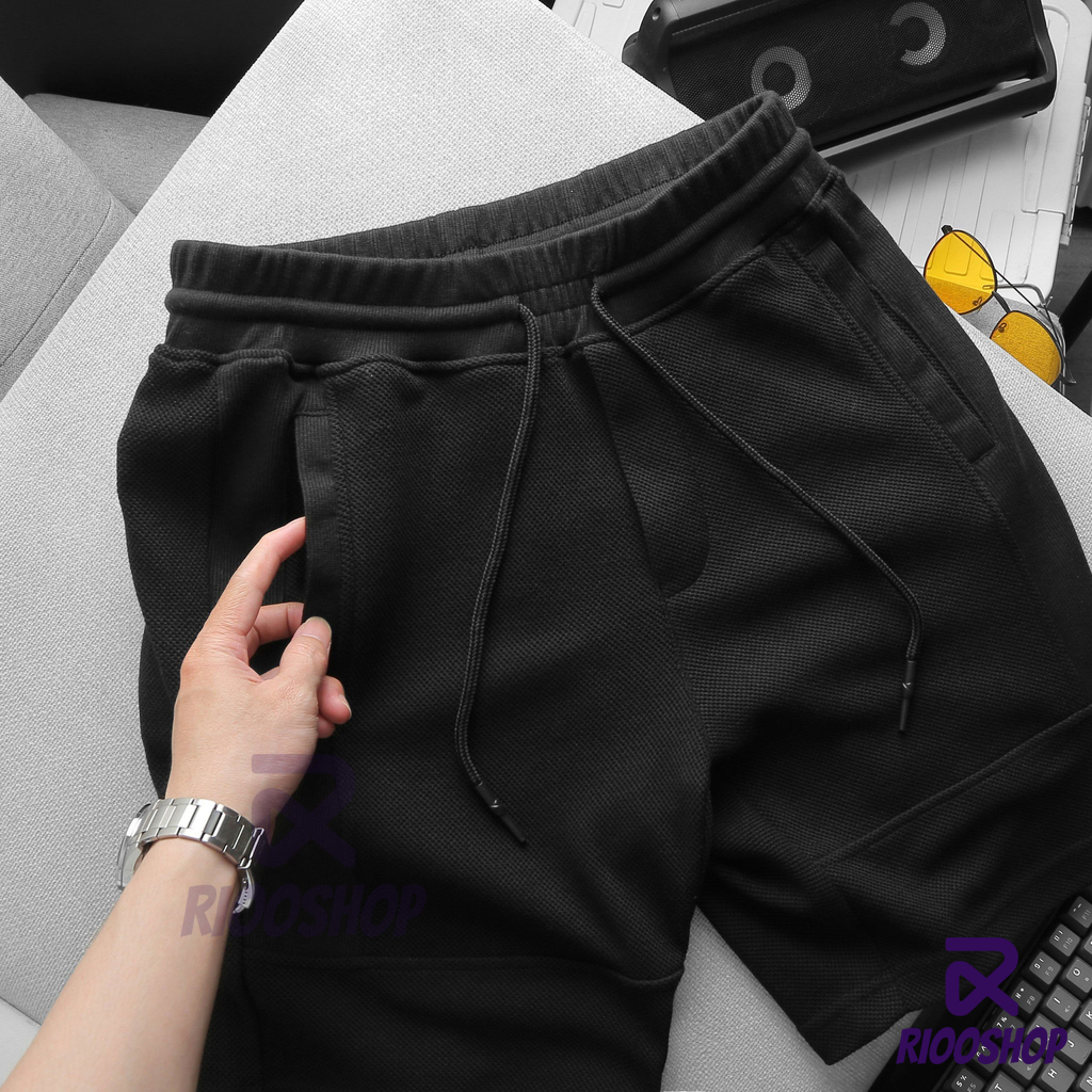 Quần đùi nam trơn, quần short thun nam cao cấp, màu xanh, đen, xám, kem đẹp, mặc đi làm, đi chơi RIOOSHOP RPS005