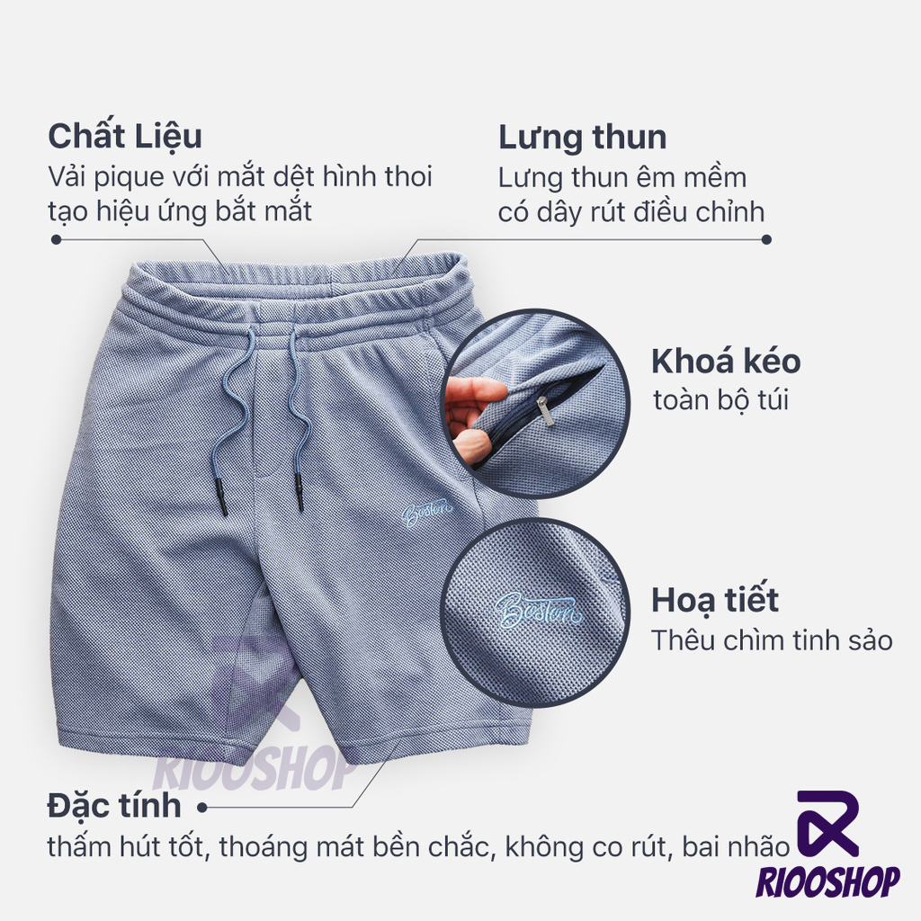 Quần thun nam trơn, quần short nam, quần đùi nam cao cấp màu đen, kem, xám, xanh RIOOSHOP RPS006
