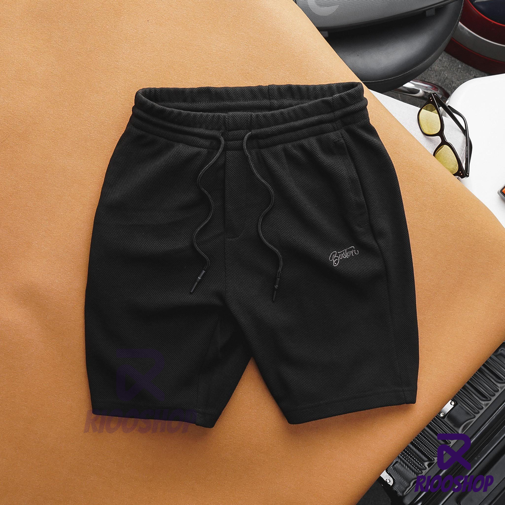 Quần thun nam trơn, quần short nam, quần đùi nam cao cấp màu đen, kem, xám, xanh RIOOSHOP RPS006