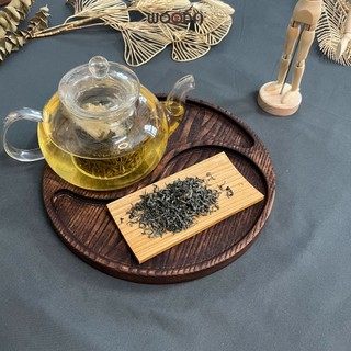 Khay gỗ đựng trà xanh, khay gỗ mặt cong decor, phụ kiện bàn trà
