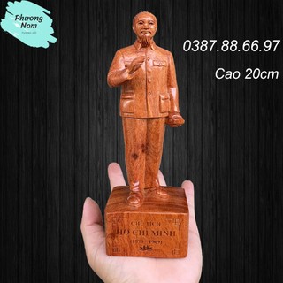 Tượng bác hồ chí minh cao 20cm gỗ hương nguyên khối