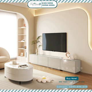 Tủ tivi phòng khách Nội Thất Tiết Kiệm kết hợp ghế thư giãn phối trắng đã lắp sẵn TV2223379