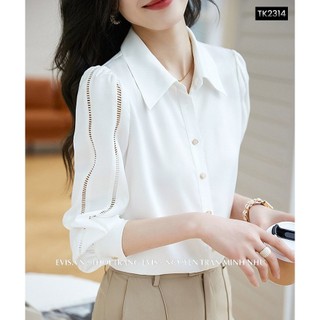 Áo sơ mi công sở phối ren tay cao cấp TK2314