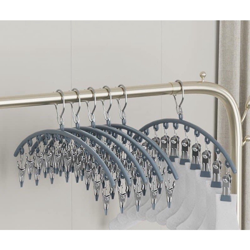 Móc treo quần áo, móc kẹp treo đồ lót, tất G01 phơi đồ đa năng, gấp gọn, siêu tiện dụng 10 kẹp bằng inox