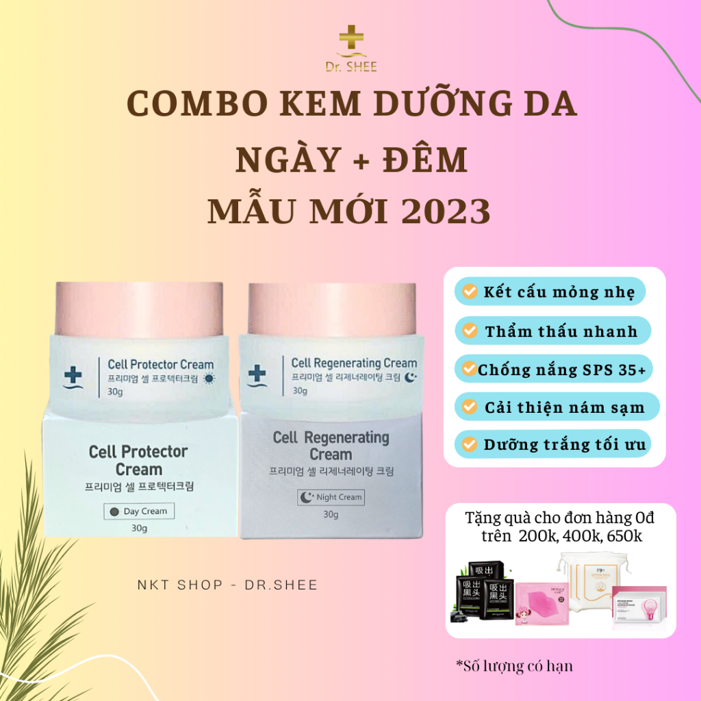 COMBO KEM DƯỠNG NGÀY ĐÊM DRSHEE, Set kem làm trắng hồng mờ thâm, ngăn ngừa lão hóa 60g