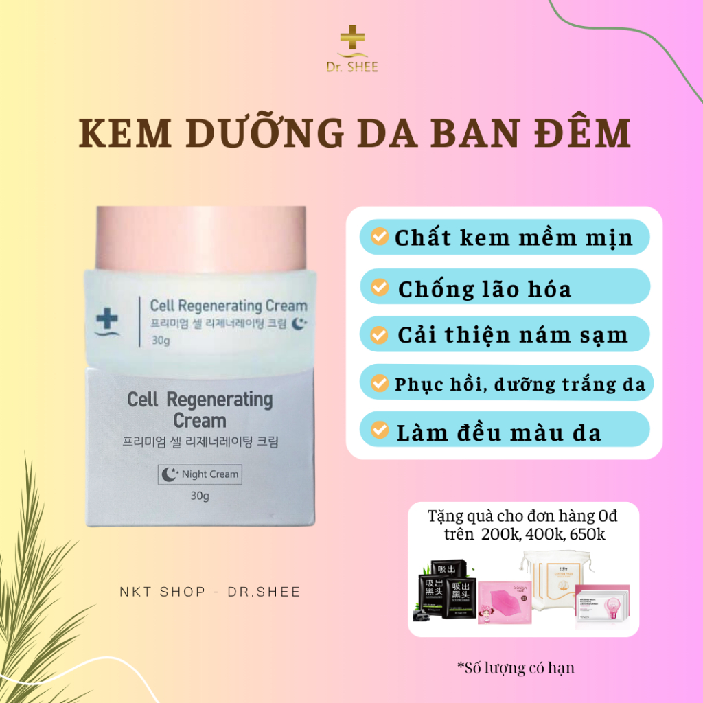 Kem đêm DRSHEE, kem dưỡng trắng, kem dưỡng ẩm ban đêm giúp cân bằng độ ẩm CELL REGENERATING CREAM 30g