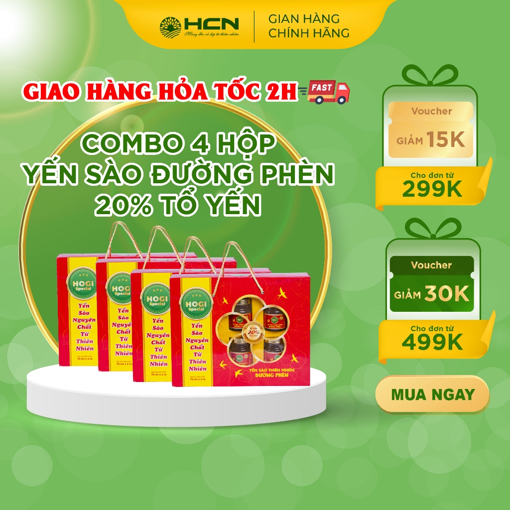 Combo 4 hộp Yến Sào Đường Phèn Hogi HCN Special 20%