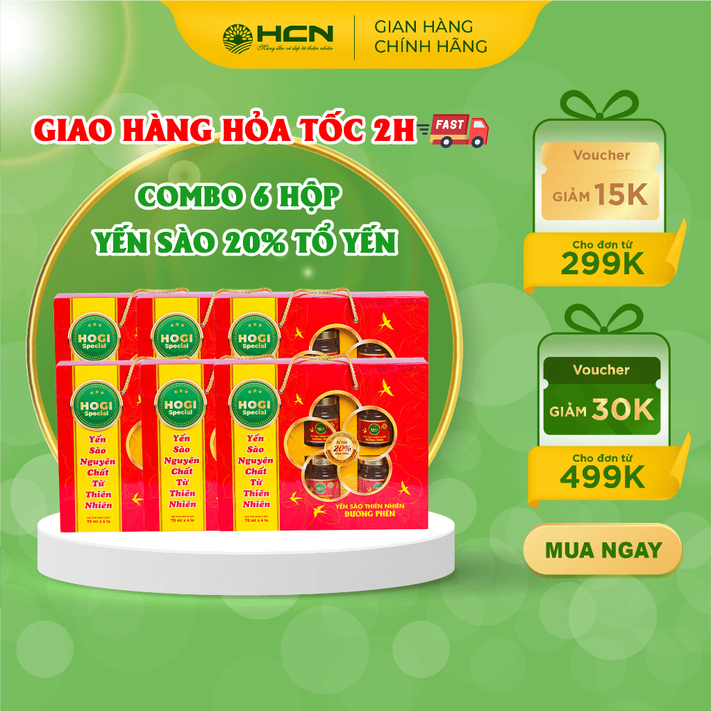 Combo 6 hộp Yến Sào Đường Phèn Hogi HCN Special 20%