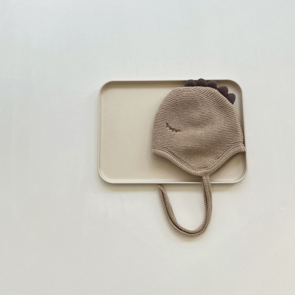 Mũ Len Cho Bé Hình Khủng Long Có Dây Buộc Phù Hợp Cho Bé 0-12 Tháng