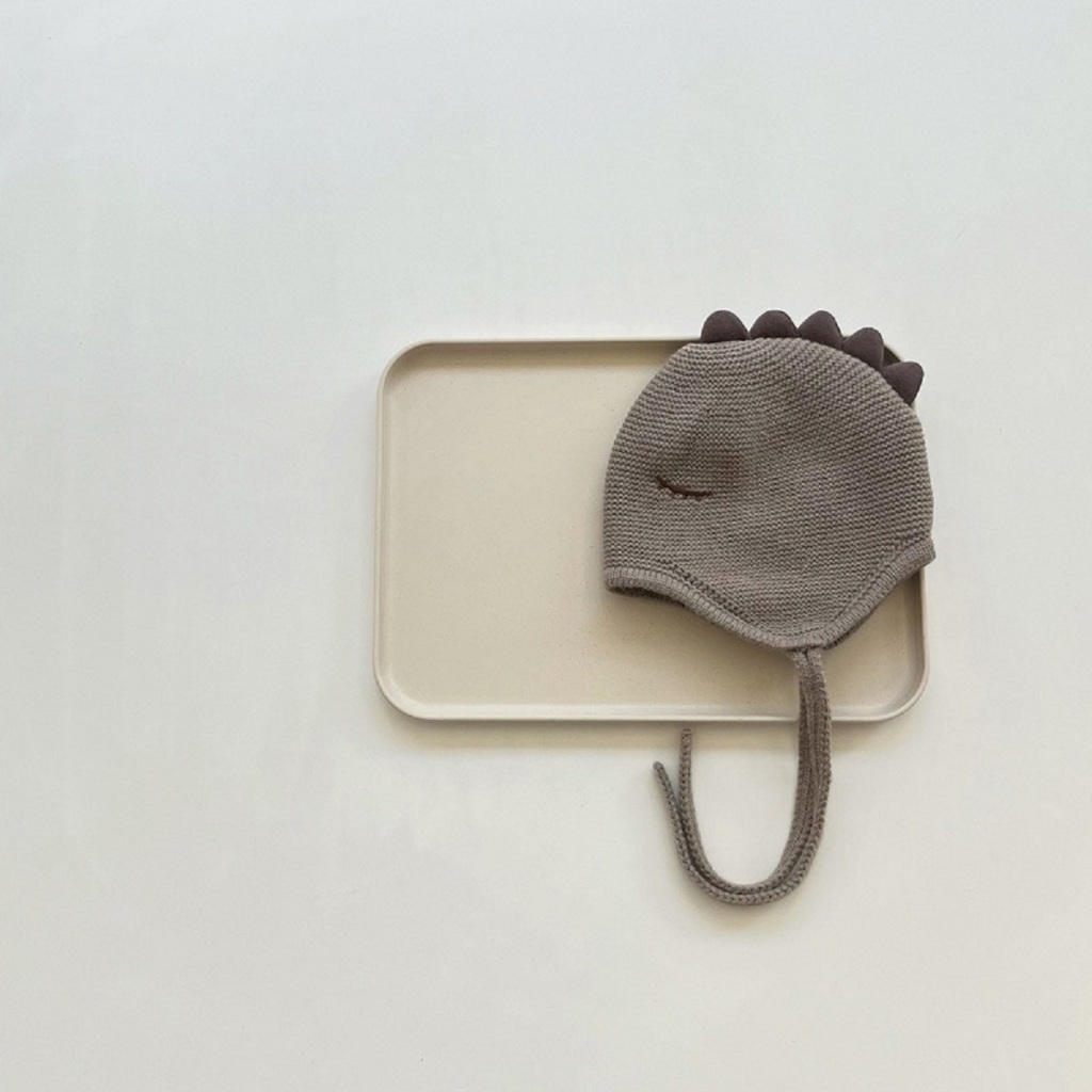 Mũ Len Cho Bé Hình Khủng Long Có Dây Buộc Phù Hợp Cho Bé 0-12 Tháng