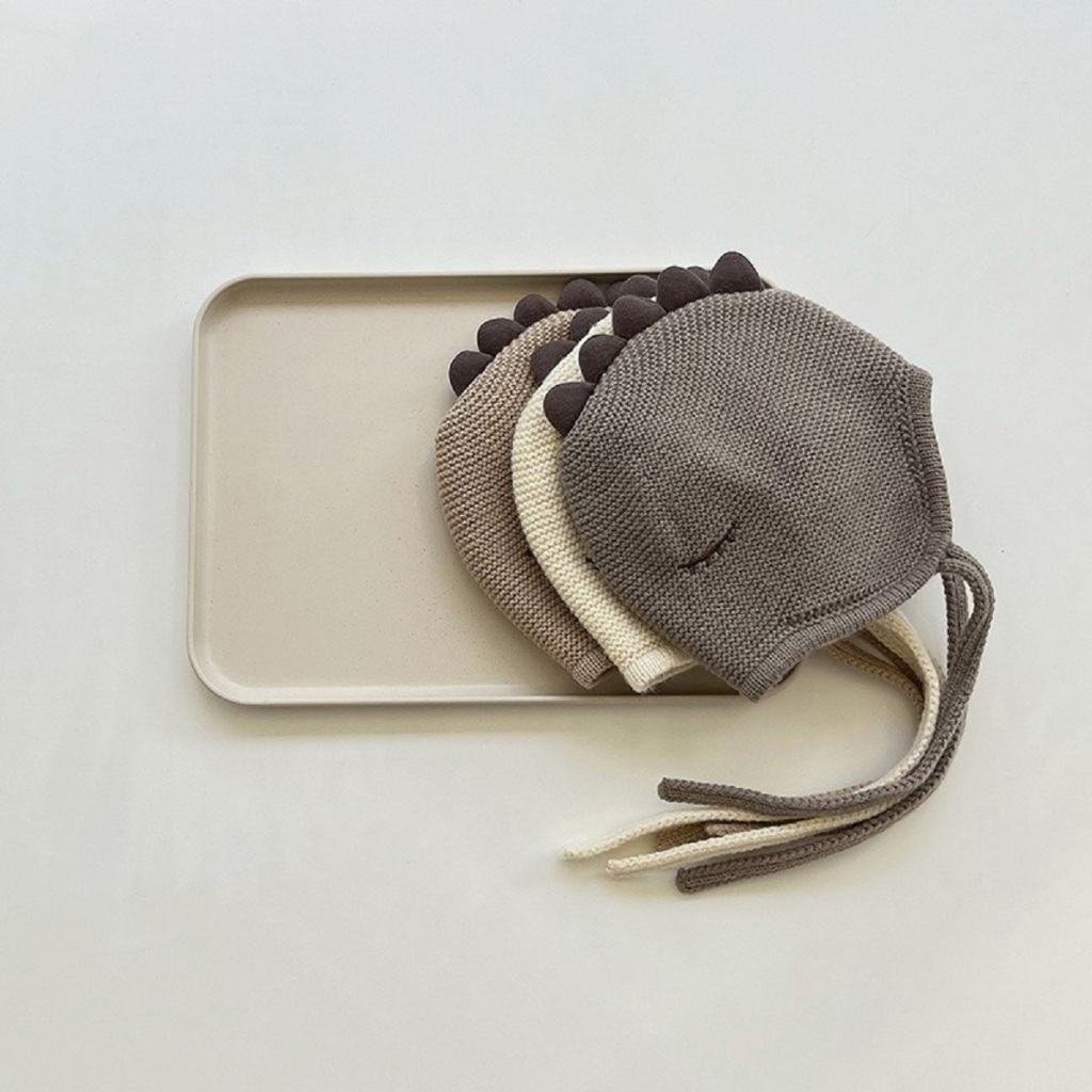 Mũ Len Cho Bé Hình Khủng Long Có Dây Buộc Phù Hợp Cho Bé 0-12 Tháng