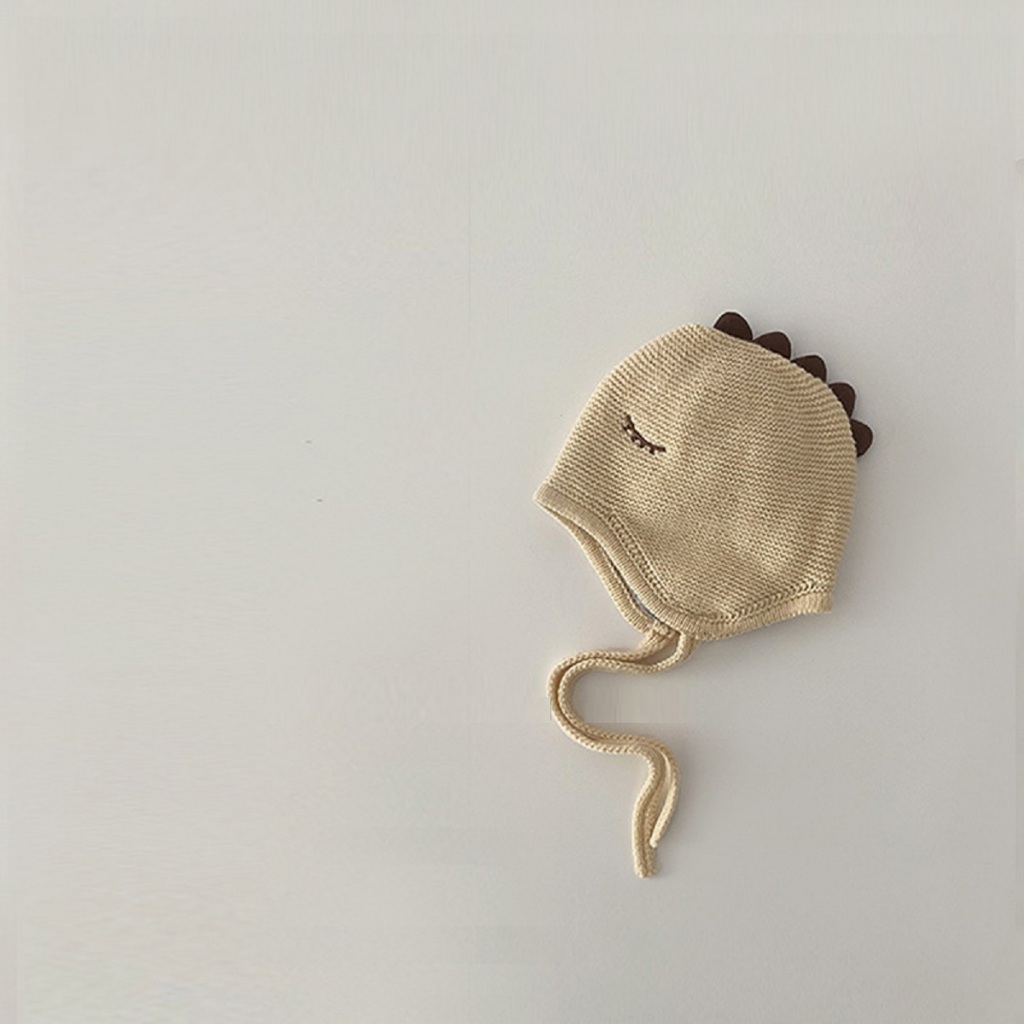 Mũ Len Cho Bé Hình Khủng Long Có Dây Buộc Phù Hợp Cho Bé 0-12 Tháng