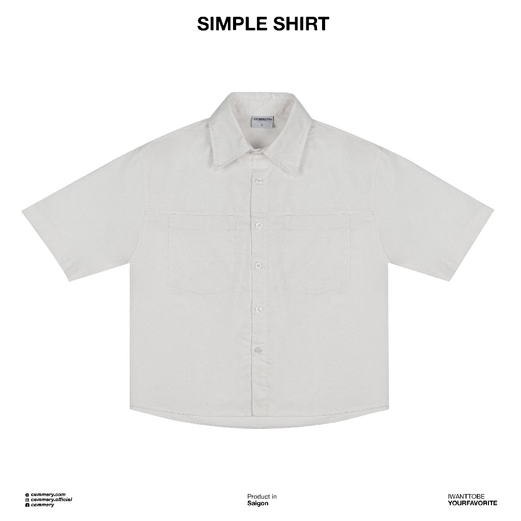 Áo Sơ Mi Tay Ngắn Simple Shirt Form Boxy Chính Hãng Cemmery Kaki cotton Unisex 4 Màu