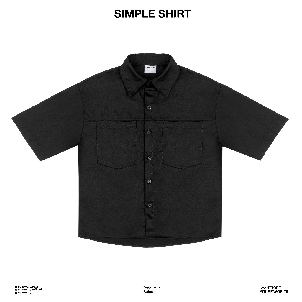 Áo Sơ Mi Tay Ngắn Simple Shirt Form Boxy Chính Hãng Cemmery Kaki cotton Unisex 4 Màu
