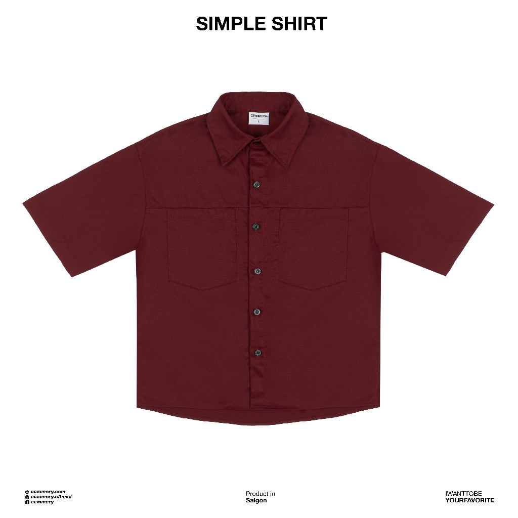 Áo Sơ Mi Tay Ngắn Simple Shirt Form Boxy Chính Hãng Cemmery Kaki cotton Unisex 4 Màu