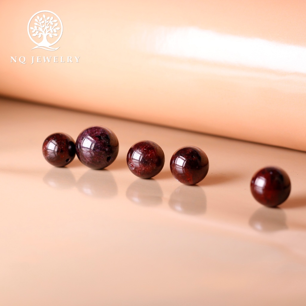 Hạt lẻ phong thủy xỏ vòng thủ công, handmade, DIY hồng lựu - Garnet