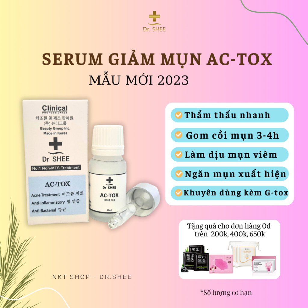 Serum mụn ACTOX DrShee, tinh chất thoa mụn giúp gom cồi mụn, làm dịu mụn, giảm viêm nhiễm 10ml