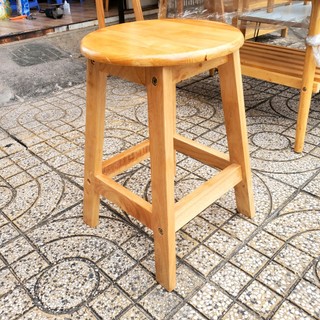 Ghế đẩu - Ghế quán ăn - ghế cafe gỗ cao su chắc chắn Cao 45cm sơn Pu bóng - happy home