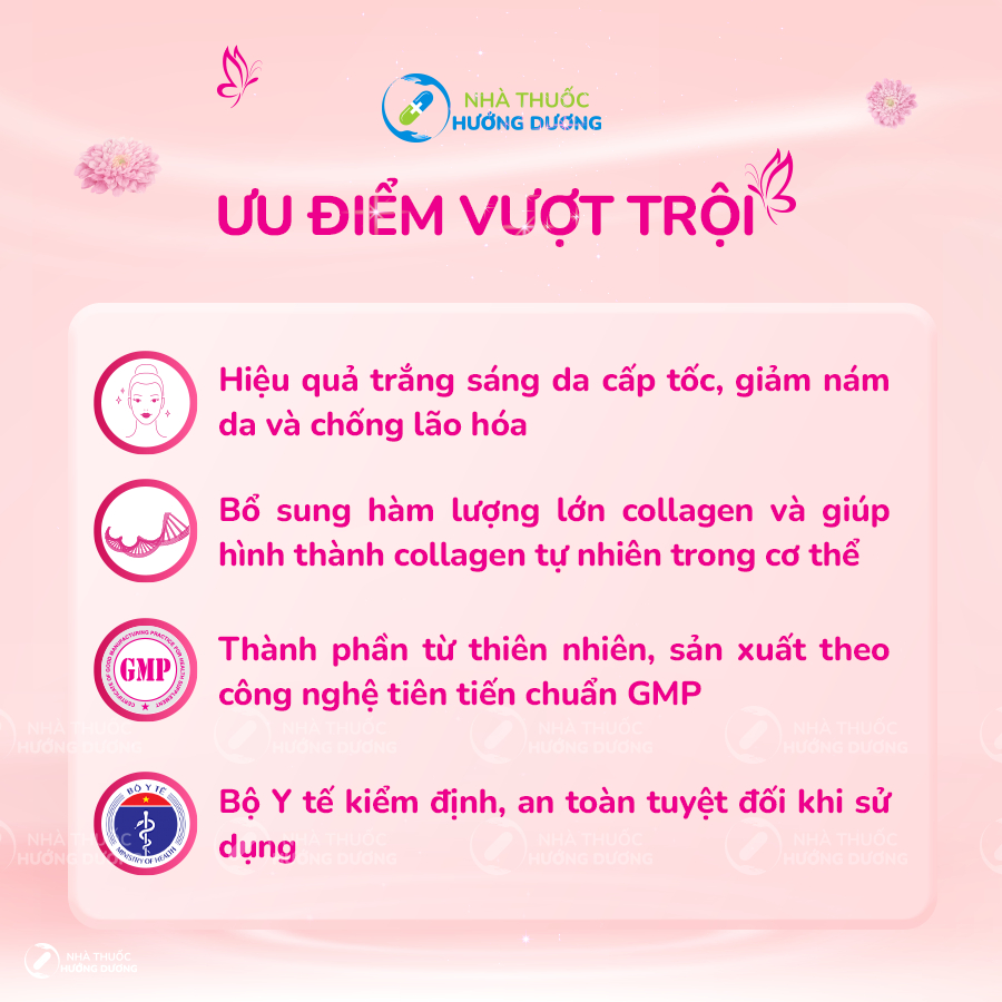 Viên Uống Dưỡng Trắng Da ShiningSkin Beauty - Nâng tông sáng đẹp da hiệu quả và giảm triệu chứng Khô da Nhăn da Nám da