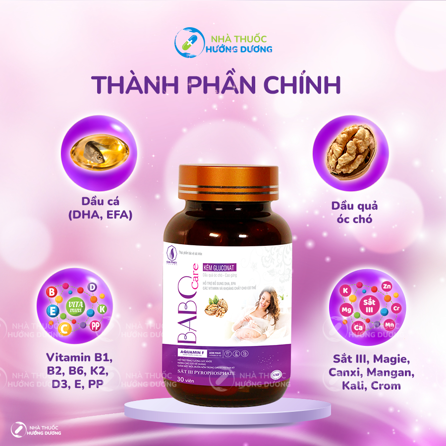 Viên uống cho bà bầu Babo Care bổ sung Vitamin DHA Sắt Canxi giúp tăng sức đề kháng cho cả mẹ và bé 30 viên/hộp