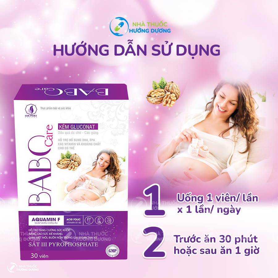 Viên uống cho bà bầu Babo Care bổ sung Vitamin DHA Sắt Canxi giúp tăng sức đề kháng cho cả mẹ và bé 30 viên/hộp