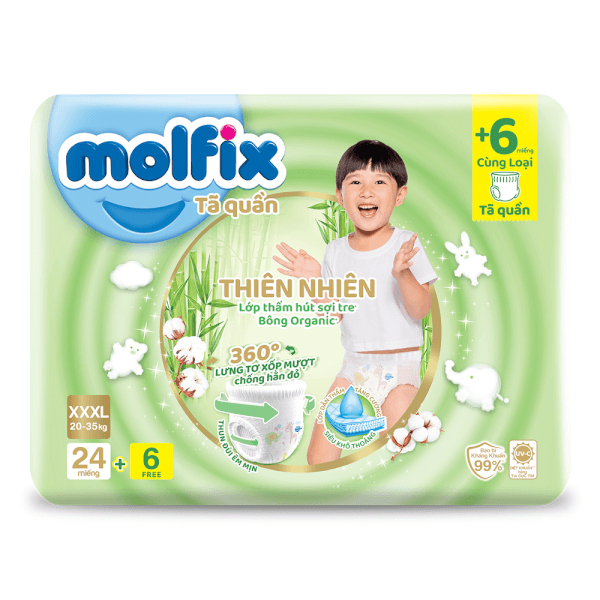 Tã Quần Molfix Size XXXL 24+6 Miếng