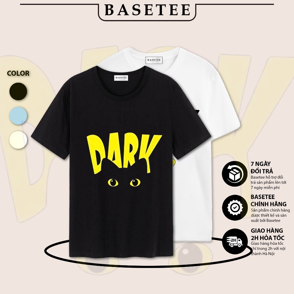 Áo thun Basetee in hình Dark Cat tay ngắn form rộng Unisex