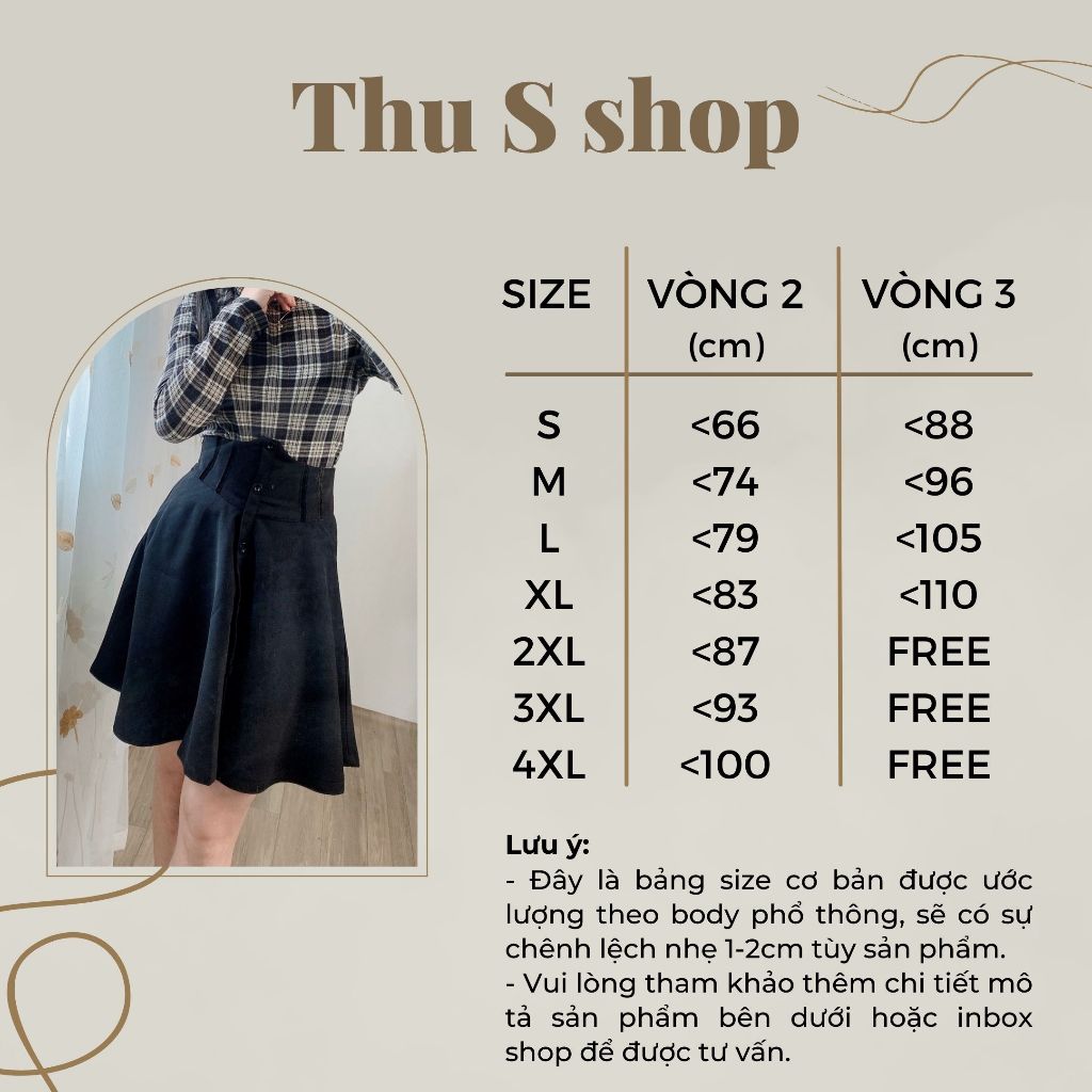Chân Váy Nữ Xòe, Váy Ngắn Cạp Cao BIGSIZE Tôn Bụng Eo Thon Vải Mềm Dày Dặn THUS555