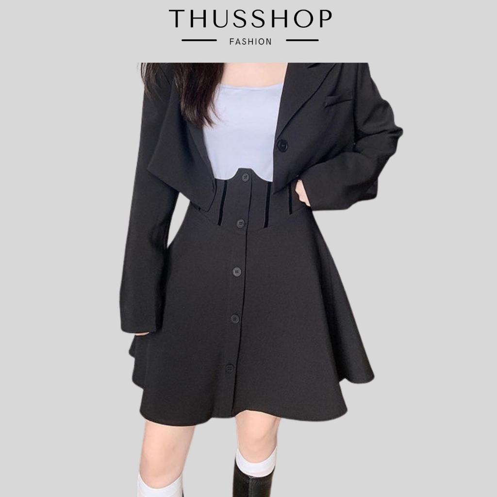 Chân Váy Nữ Xòe, Váy Ngắn Cạp Cao BIGSIZE Tôn Bụng Eo Thon Vải Mềm Dày Dặn THUS555