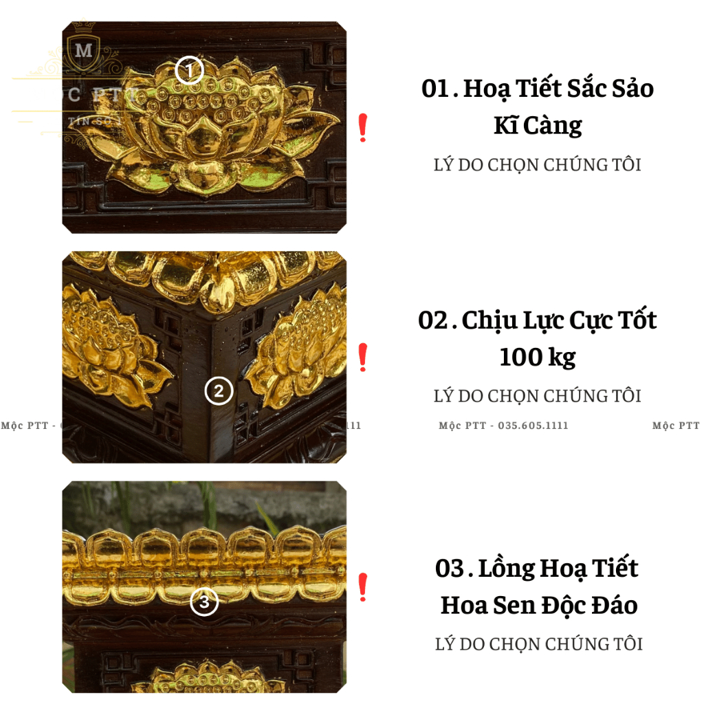 Đôn Vuông , Đế Vuông mẫu Hoa Sen gỗ Hương Đá màu cổ kích thước mặt 20 25 30 35 40 cm kê tượng Phật