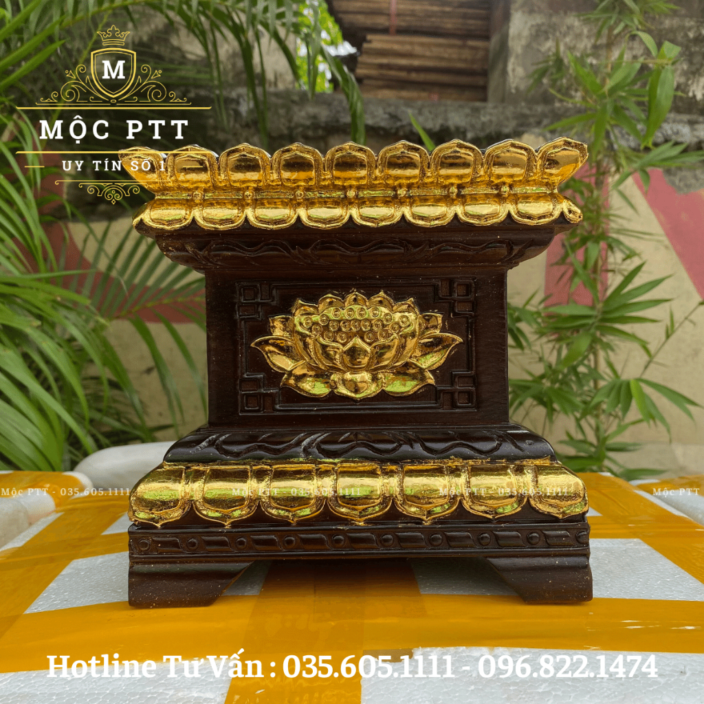 Đôn Vuông , Đế Vuông mẫu Hoa Sen gỗ Hương Đá màu cổ kích thước mặt 20 25 30 35 40 cm kê tượng Phật