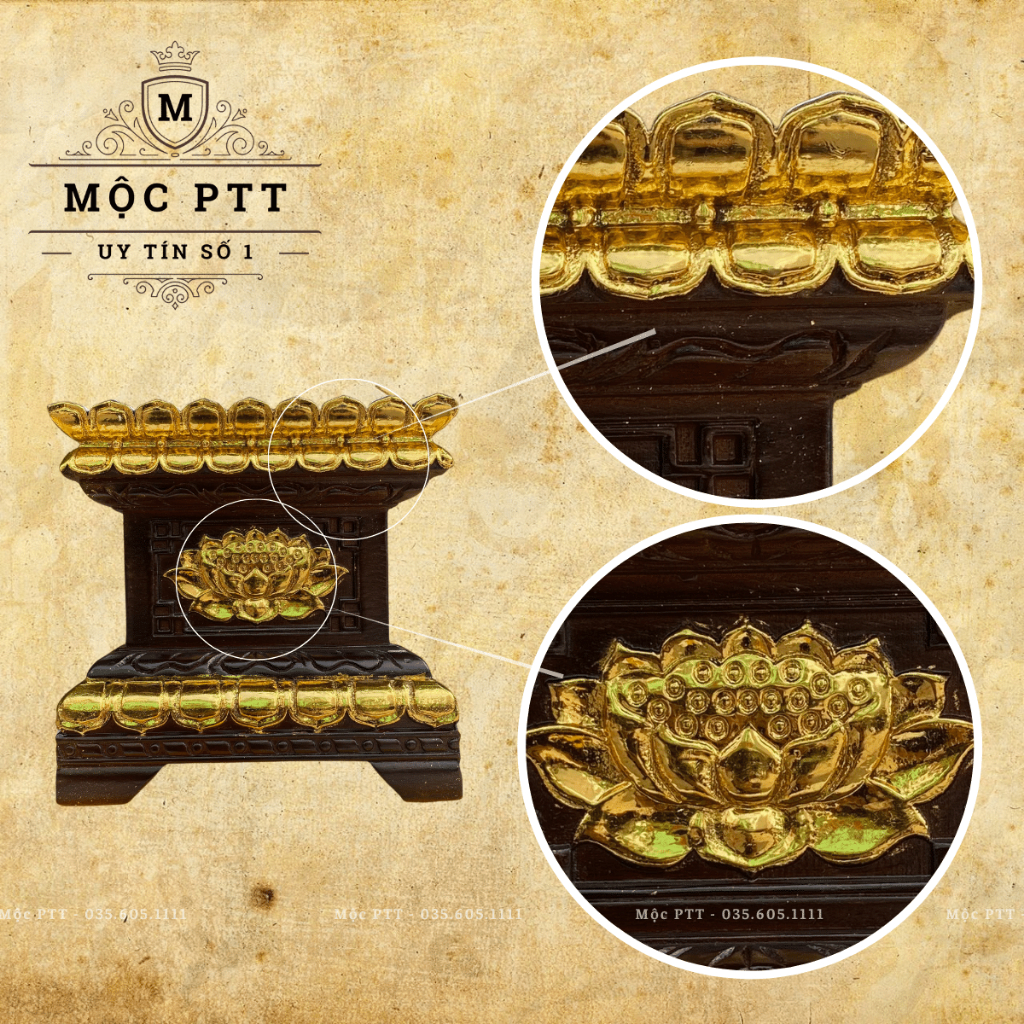 Đôn Vuông , Đế Vuông mẫu Hoa Sen gỗ Hương Đá màu cổ kích thước mặt 20 25 30 35 40 cm kê tượng Phật