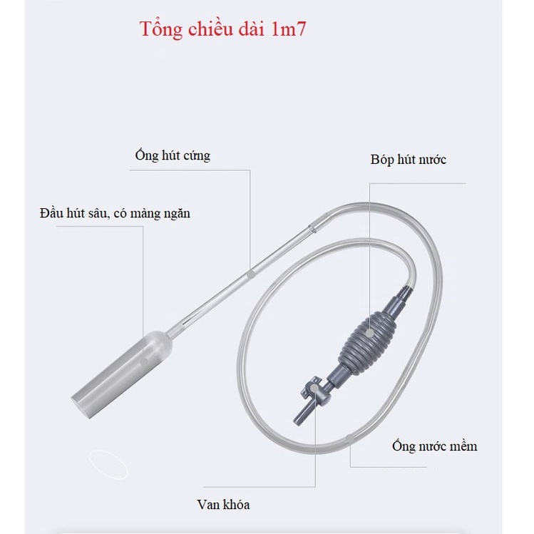 Bơm tay thay nước hồ cá loại đẹp - hạn chế hút cát và phân nền ra ngoài