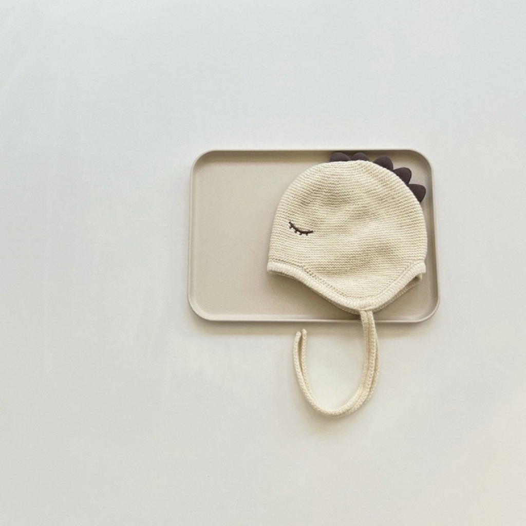 Mũ Len Cho Bé Hình Khủng Long Có Dây Buộc Phù Hợp Cho Bé 0-12 Tháng