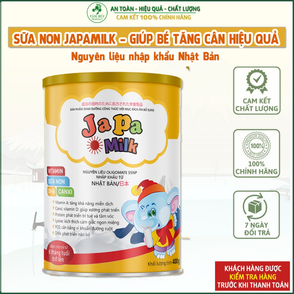 Sữa non nhật bản Japa Milk orihiro khối lượng 400g giúp trẻ tăng cân miễn dịch khoẻ.