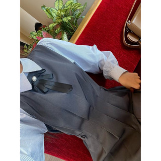 Váy Maxi Phối Sơ Mi Vải Cotton Trơn Công Sở Kèm Nơ HamyClothing Đầm thiết kế dáng dài xanh than xám