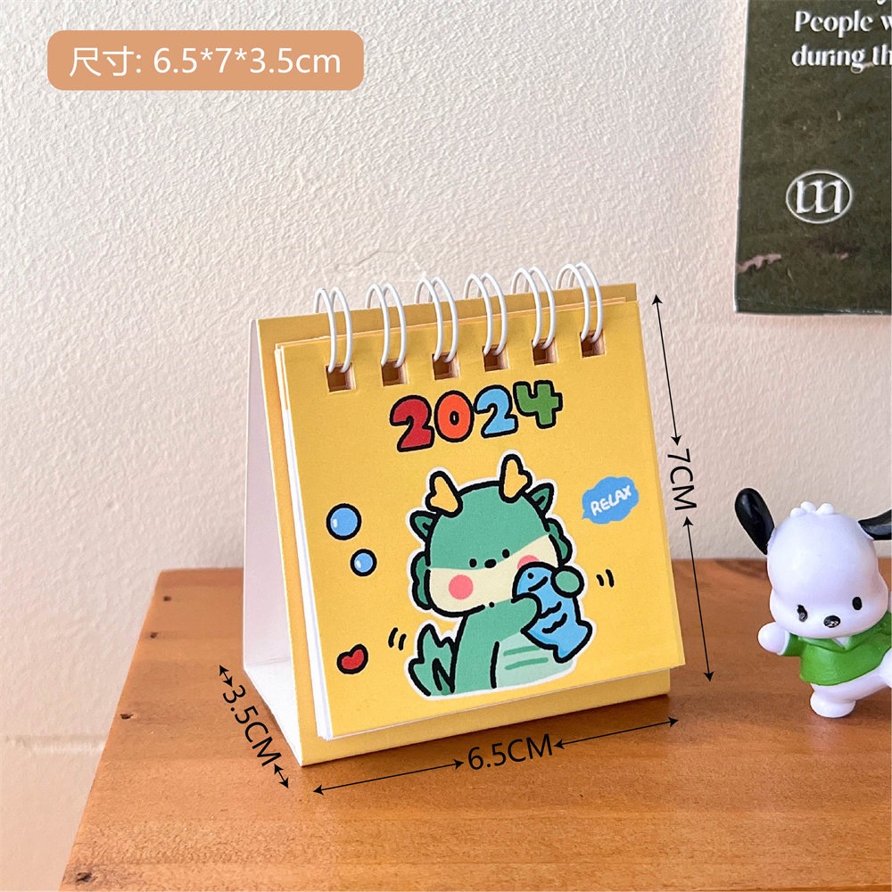 Lịch mini calendar để bàn 2024 hoạt tiết dễ thương
