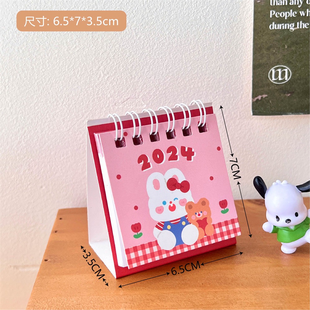 Lịch mini calendar để bàn 2024 hoạt tiết dễ thương