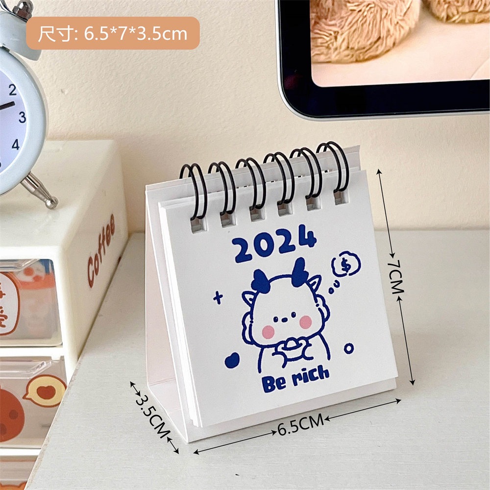 Lịch mini calendar để bàn 2024 hoạt tiết dễ thương