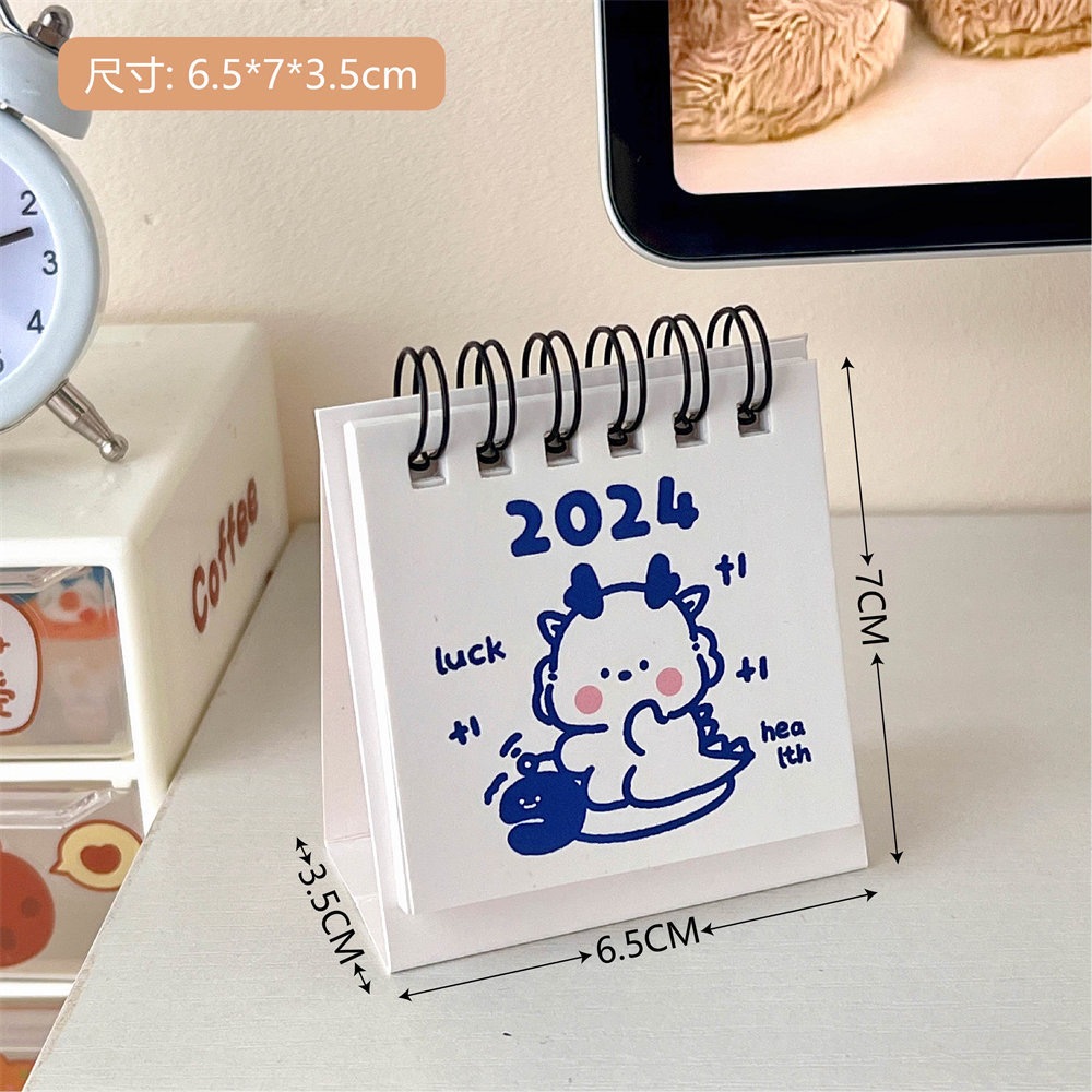 Lịch mini calendar để bàn 2024 hoạt tiết dễ thương