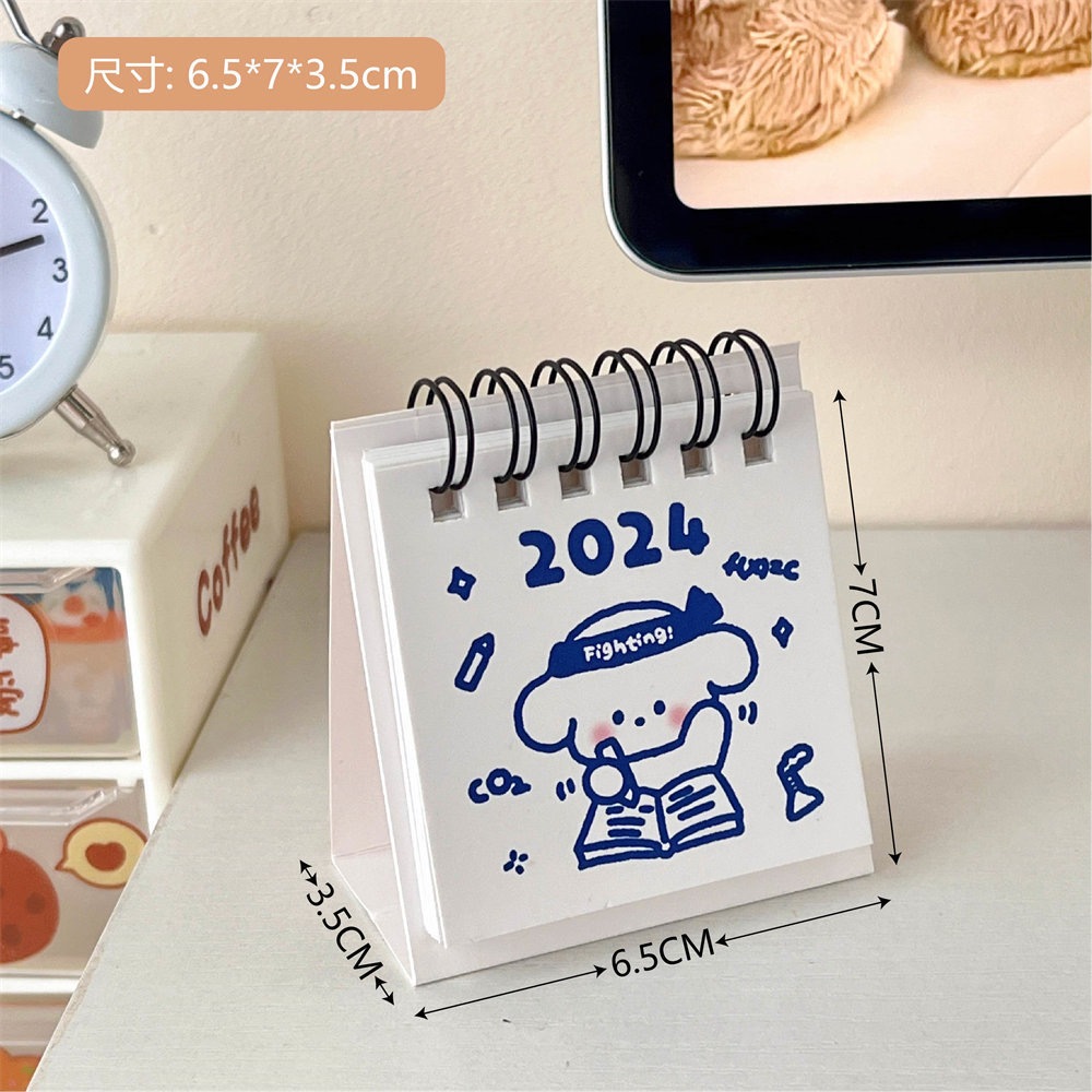 Lịch mini calendar để bàn 2024 hoạt tiết dễ thương