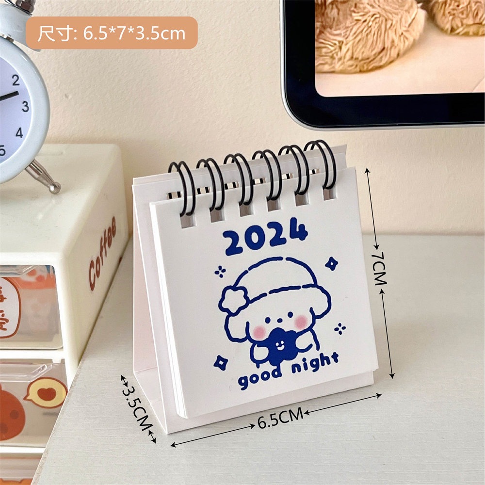Lịch mini calendar để bàn 2024 hoạt tiết dễ thương