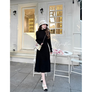 Váy body díp cổ 3 phân,đầm dáng xoè chất cottor zip co giãn tốt