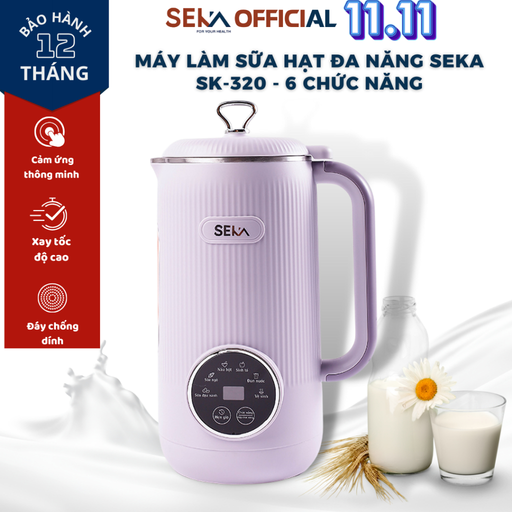 Máy xay sữa hạt SEKA SK-320 600ml công suất 600W 5 chức năng bảo hành 12 tháng chính hãng