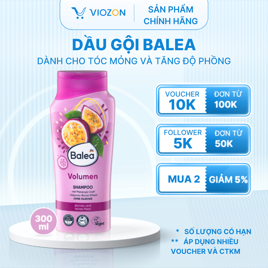 Dầu gội Balea dành cho tóc mỏng và tăng độ phồng, 300ml
