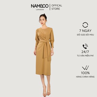 Đầm dáng dài nữ Namandco có vạt thắt eo che khuyết điểm bụng to cao cấp  size S, M, L, XL màu đen, cam ND0362