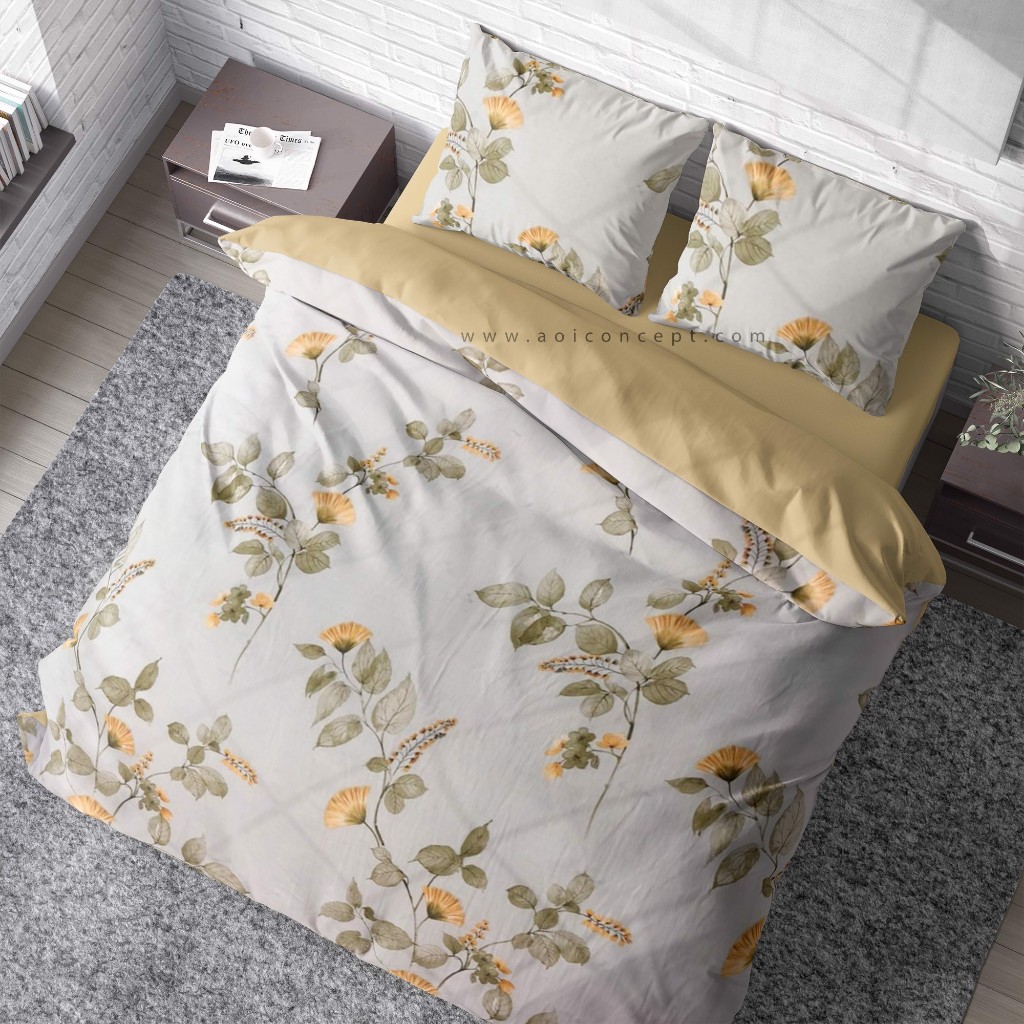 Chăn ga gối lụa tencel hoa mào gà 80s GALLY đủ size1m6, 1m8, 2m