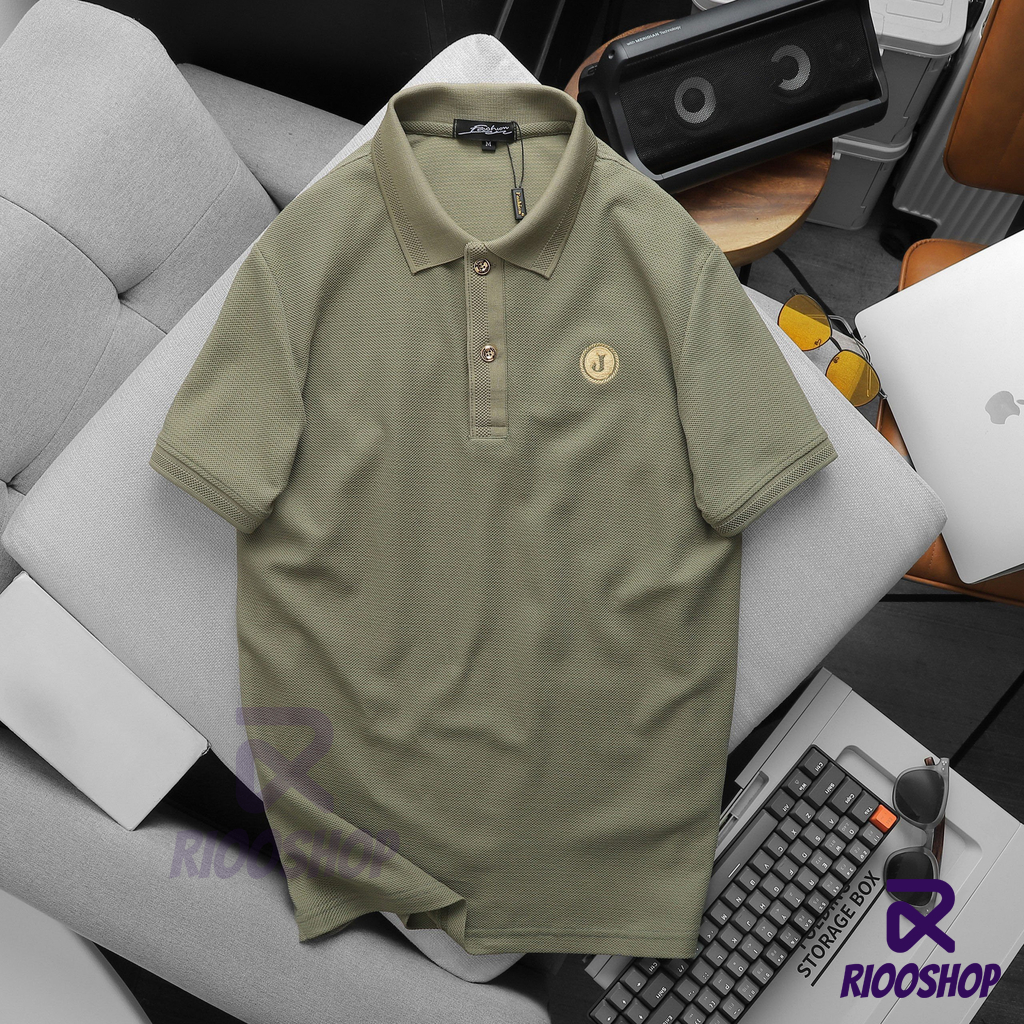 Áo thun nam polo trơn, áo thun nam có cổ basic vnxk có size lớn, màu đen, xanh rêu, vàng RIOOSHOP RSP012
