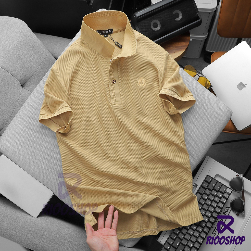 Áo thun nam polo trơn, áo thun nam có cổ basic vnxk có size lớn, màu đen, xanh rêu, vàng RIOOSHOP RSP012