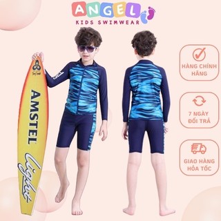  Đồ bơi bé trai size đại dài tay quần lửng dây khóa kéo phía trước chống nắng chống UV hiệu Yobel 